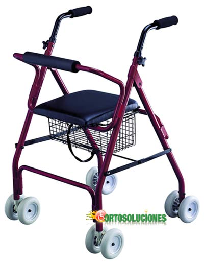 andador de aluminio 4 ruedas sin frenos