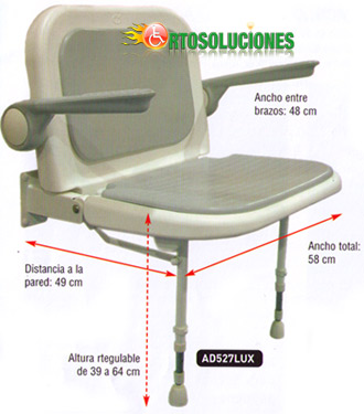 asiento abatible ducha reposabrazos