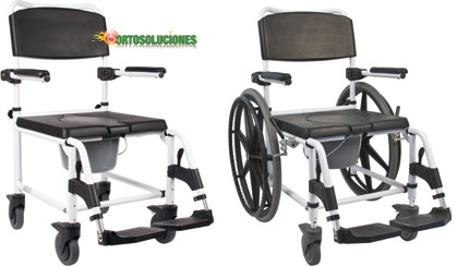 silla de ducha y comoda autopropulsable