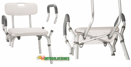 silla de ducha con respaldo y reposabrazos 