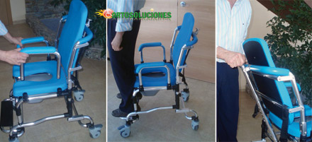 silla con reudas para la ducha con cubeta 
