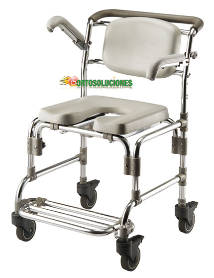 silla de ducha con ruedas reposabrazos abatibles 