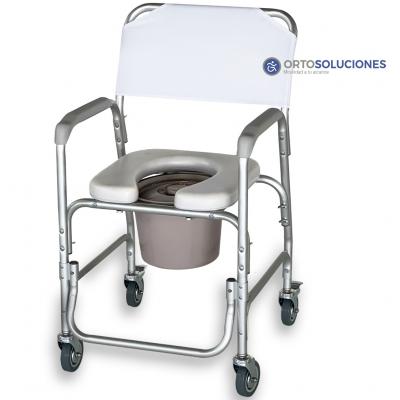 Silla para ducha y WC con ruedas y asiento en U